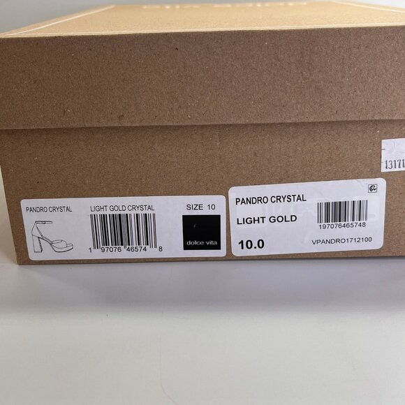Dolce Vita Pandro Crystal Platform Heels Size 10 Light Gold Open Toe Sandals - Picture 15 of 16